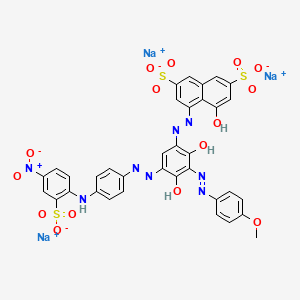 molecular formula C35H23N8Na3O15S3 B15443629 Trisodium 4-((2,4-dihydroxy-3-((4-methoxyphenyl)azo)-5-((4-((4-nitro-2-sulphonatophenyl)amino)phenyl)azo)phenyl)azo)-5-hydroxynaphthalene-2,7-disulphonate CAS No. 70210-23-0