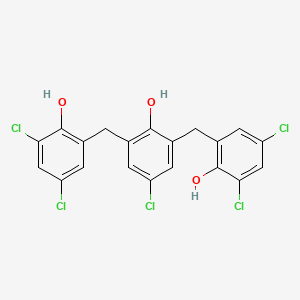 molecular formula C20H13Cl5O3 B15445122 Phenol, 4-chloro-2,6-bis[(3,5-dichloro-2-hydroxyphenyl)methyl]- CAS No. 65302-49-0