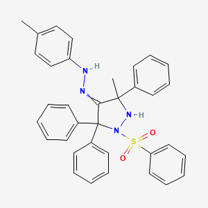 molecular formula C35H32N4O2S B15445135 N-[[1-(benzenesulfonyl)-3-methyl-3,5,5-triphenylpyrazolidin-4-ylidene]amino]-4-methylaniline CAS No. 65078-57-1