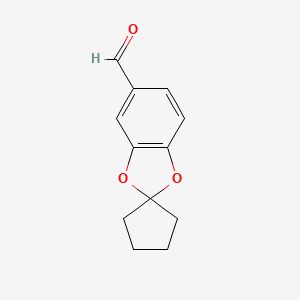 molecular formula C12H12O3 B15445594 Spiro[1,3-benzodioxole-2,1'-cyclopentane]-5-carboxaldehyde CAS No. 63124-56-1