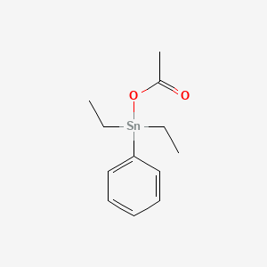 molecular formula C12H18O2Sn B15446107 Stannane, acetoxydiethylphenyl- CAS No. 64036-46-0