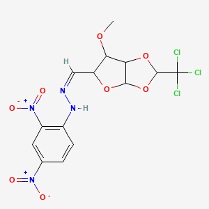 molecular formula C14H13Cl3N4O8 B15446696 N-[(Z)-[6-methoxy-2-(trichloromethyl)-3a,5,6,6a-tetrahydrofuro[2,3-d][1,3]dioxol-5-yl]methylideneamino]-2,4-dinitroaniline CAS No. 63914-00-1
