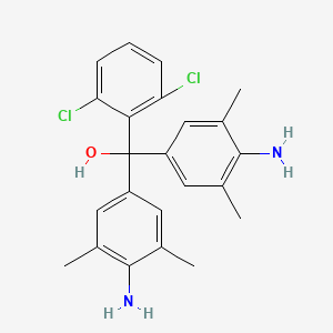 molecular formula C23H24Cl2N2O B15446820 Benzenemethanol, 4-amino-alpha-(4-amino-3,5-dimethylphenyl)-alpha-(2,6-dichlorophenyl)-3,5-dimethyl- CAS No. 64365-65-7