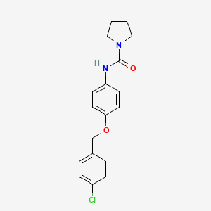 molecular formula C18H19ClN2O2 B15447313 N-{4-[(4-Chlorophenyl)methoxy]phenyl}pyrrolidine-1-carboxamide CAS No. 64025-18-9