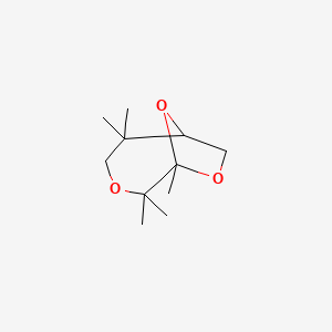 molecular formula C11H20O3 B15447673 2,2,5,5,6-Pentamethyl-4,7,9-trioxabicyclo[4.2.1]nonane CAS No. 62759-70-0