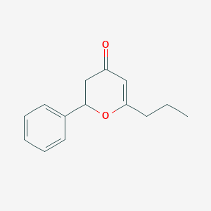 molecular formula C14H16O2 B15450493 4H-Pyran-4-one, 2,3-dihydro-2-phenyl-6-propyl- CAS No. 62322-10-5