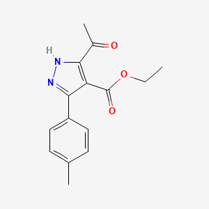 molecular formula C15H16N2O3 B15450960 ethyl 5-acetyl-3-(4-methylphenyl)-1H-pyrazole-4-carboxylate CAS No. 62538-30-1