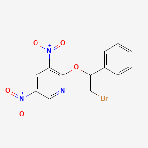 molecular formula C13H10BrN3O5 B15452731 Pyridine, 2-(2-bromo-1-phenylethoxy)-3,5-dinitro- CAS No. 62252-46-4