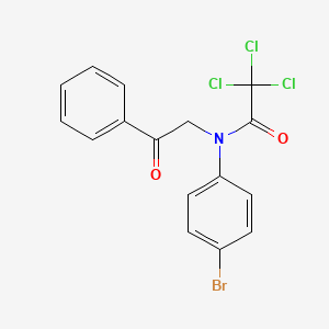 molecular formula C16H11BrCl3NO2 B15453262 N-(4-Bromophenyl)-2,2,2-trichloro-N-(2-oxo-2-phenylethyl)acetamide CAS No. 62761-55-1