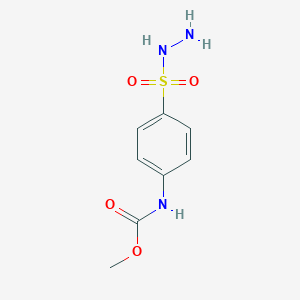 molecular formula C8H11N3O4S B154541 Benzenesulfonic acid, 4-((methoxycarbonyl)amino)-, hydrazide (9CI) CAS No. 1879-26-1
