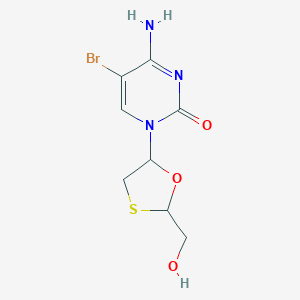 molecular formula C8H10BrN3O3S B154554 5-Bromo-1-(2-(hydroxymethyl)-1,3-oxathiolan-5-yl)cytosine CAS No. 137530-43-9