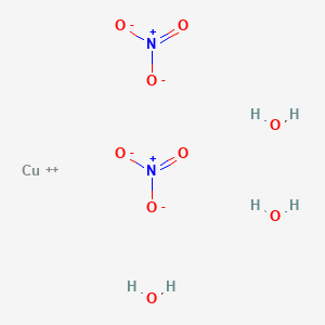 molecular formula Cu(NO3)2·3H2O<br>CuH6N2O9 B154556 Copper(II) nitrate trihydrate CAS No. 10031-43-3