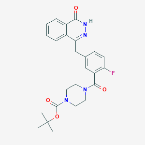 molecular formula C25H27FN4O4 B154562 tert-Butyl 4-(2-fluoro-5-((4-oxo-3,4-dihydrophthalazin-1-yl)methyl)benzoyl)piperazine-1-carboxylate CAS No. 1187479-72-6