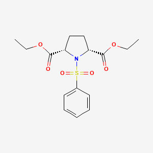 molecular formula C16H21NO6S B15457274 Diethyl (2R,5S)-1-(benzenesulfonyl)pyrrolidine-2,5-dicarboxylate CAS No. 62035-91-0