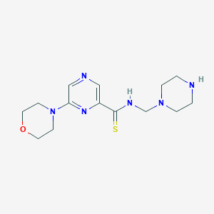 molecular formula C14H22N6OS B15457741 Pyrazinecarbothioamide, 6-(4-morpholinyl)-N-(1-piperazinylmethyl)- CAS No. 61689-88-1