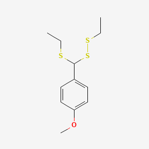 molecular formula C12H18OS3 B15457842 Disulfide, ethyl (ethylthio)(4-methoxyphenyl)methyl CAS No. 61885-78-7