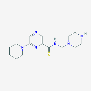 molecular formula C15H24N6S B15458973 Pyrazinecarbothioamide, N-(1-piperazinylmethyl)-6-(1-piperidinyl)- CAS No. 61689-80-3