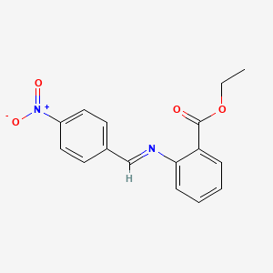 molecular formula C16H14N2O4 B15460421 Benzoic acid, 2-[[(4-nitrophenyl)methylene]amino]-, ethyl ester CAS No. 61144-91-0