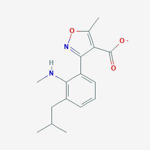 molecular formula C16H19N2O3- B154627 2'-(N-Methylamino)-2-methylpropyl-5-methyl-3-phenylisoxazole-4-carboxylate CAS No. 135588-54-4