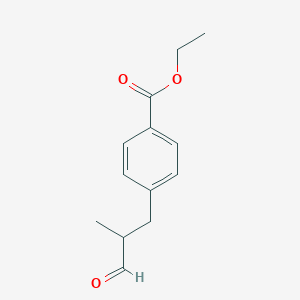 molecular formula C13H16O3 B15464866 Benzoic acid, 4-(2-methyl-3-oxopropyl)-, ethyl ester CAS No. 57918-90-8