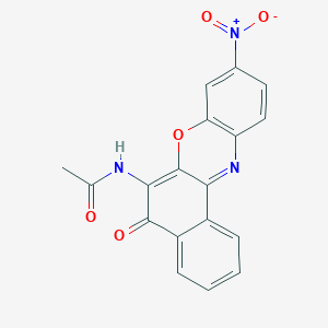molecular formula C18H11N3O5 B15466570 Acetamide, N-(9-nitro-5-oxo-5H-benzo[a]phenoxazin-6-yl)- CAS No. 58907-77-0