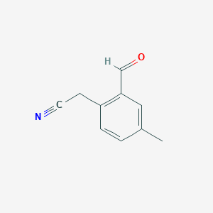 molecular formula C10H9NO B154677 (2-Formyl-4-methylphenyl)acetonitrile CAS No. 136263-00-8