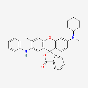 molecular formula C34H32N2O3 B15467856 Spiro(isobenzofuran-1(3H),9'-(9H)xanthen)-3-one, 6'-(cyclohexylmethylamino)-3'-methyl-2'-(phenylamino)- CAS No. 55250-84-5