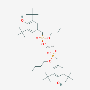 molecular formula C38H64O8P2Zn B154690 Phosphonic acid, [[3,5-bis(1,1-dimethylethyl)-4-hydroxyphenyl]methyl]-, monobutyl ester, zinc salt (2:1) CAS No. 10175-95-8