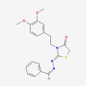 molecular formula C20H21N3O3S B15469376 Benzaldehyde, (3-(2-(3,4-dimethoxyphenyl)ethyl)-4-oxo-2-thiazolidinylidene)hydrazone CAS No. 53068-35-2