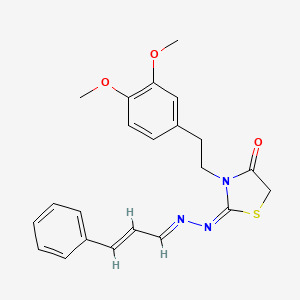 molecular formula C22H23N3O3S B15469855 2-Propenal, 3-phenyl-, (3-(2-(3,4-dimethoxyphenyl)ethyl)-4-oxo-2-thiazolidinylidene) hydrazone CAS No. 53068-44-3