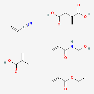 molecular formula C21H30N2O10 B15470967 ethyl prop-2-enoate;N-(hydroxymethyl)prop-2-enamide;2-methylidenebutanedioic acid;2-methylprop-2-enoic acid;prop-2-enenitrile CAS No. 41257-75-4