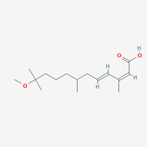 molecular formula C16H28O3 B15471437 2,4-Dodecadienoic acid, 11-methoxy-3,7,11-trimethyl-, (2Z,4E)- CAS No. 53023-65-7