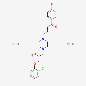 molecular formula C23H30Cl3FN2O3 B15471445 1-Butanone, 4-(4-(3-(2-chlorophenoxy)-2-hydroxypropyl)-1-piperazinyl)-1-(4-fluorophenyl)-, dihydrochloride CAS No. 40943-86-0