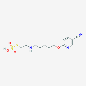 molecular formula C13H19N3O4S2 B15471497 S-2-((5-(5-Cyano-2-pyridyloxy)pentyl)amino)ethyl hydrogen thiosulfate CAS No. 41287-12-1