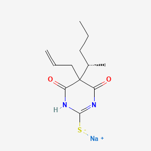 molecular formula C12H17N2NaO2S B15471568 Barbituric acid, 5-allyl-5-(1-methylbutyl)-2-thio-, sodium salt, S(-)- CAS No. 51165-41-4
