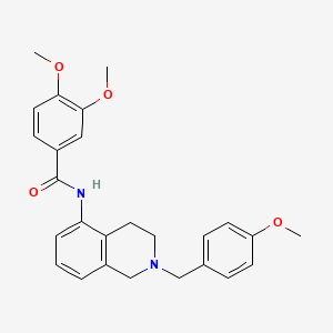 molecular formula C26H28N2O4 B15471747 Benzamide, 3,4-dimethoxy-N-(1,2,3,4-tetrahydro-2-(p-methoxybenzyl)isoquinolin-5-yl)- CAS No. 41957-48-6