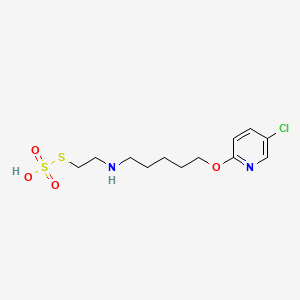 molecular formula C12H19ClN2O4S2 B15472219 Ethanethiol, 2-(5-(5-chloro-2-pyridyloxy)pentyl)amino-, hydrogen sulfate (ester) CAS No. 40771-31-1