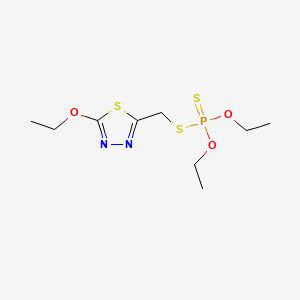 molecular formula C9H17N2O3PS3 B15472246 Phosphorodithioic acid, O,O-diethyl S-((5-ethoxy-1,3,4-thiadiazol-2-yl)methyl) ester CAS No. 38090-86-7