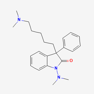 molecular formula C23H31N3O B15472346 1-(Dimethylamino)-3-(5-(dimethylamino)pentyl)-3-phenyl-2-indolinone CAS No. 40713-90-4
