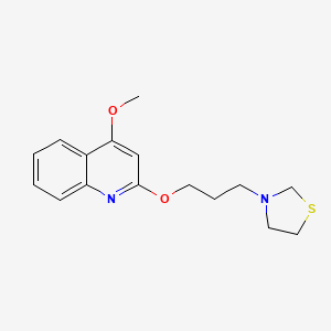 molecular formula C16H20N2O2S B15472650 Thiazolidine, 3-(3-(4-methoxy-2-quinolinyloxy)propyl)- CAS No. 41288-12-4