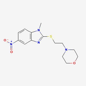 molecular formula C14H18N4O3S B15472994 Benzimidazole, 1-methyl-2-(2-(morpholinoethyl)thio)-5-nitro- CAS No. 36911-74-7