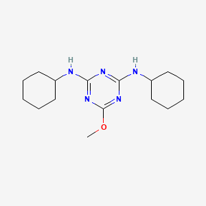 molecular formula C16H27N5O B15473049 N~2~,N~4~-Dicyclohexyl-6-methoxy-1,3,5-triazine-2,4-diamine CAS No. 51305-11-4
