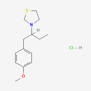 molecular formula C14H22ClNOS B15473150 Thiazolidine, 3-(1-(p-methoxybenzyl)propyl)-, hydrochloride CAS No. 38914-80-6