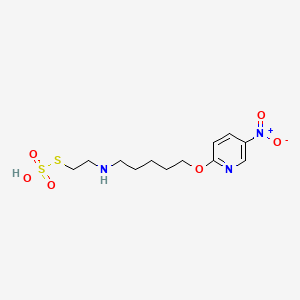 molecular formula C12H19N3O6S2 B15473336 Ethanethiol, 2-(5-(5-nitro-2-pyridyloxy)pentyl)amino-, hydrogen sulfate (ester) CAS No. 41287-08-5