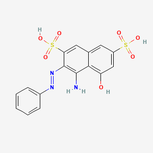 molecular formula C16H13N3O7S2 B15473503 4-Amino-5-oxo-3-(2-phenylhydrazinylidene)-3,5-dihydronaphthalene-2,7-disulfonic acid CAS No. 38304-37-9