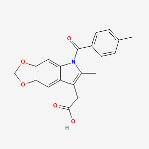 molecular formula C20H17NO5 B15473577 2-[6-methyl-5-(4-methylbenzoyl)-[1,3]dioxolo[4,5-f]indol-7-yl]acetic acid CAS No. 37585-59-4
