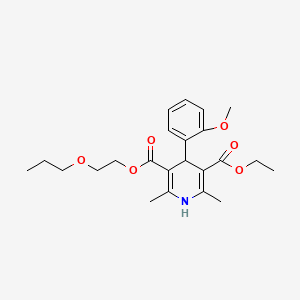molecular formula C23H31NO6 B15473615 Ethyl 2-propoxyethyl 2,6-dimethyl-4-(2-methoxyphenyl)-1,4-dihydro-3,5-pyridinedicarboxylate CAS No. 39562-68-0