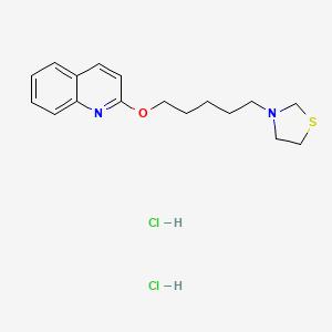 molecular formula C17H24Cl2N2OS B15473619 Thiazolidine, 3-(5-(2-quinolyloxy)pentyl)-, dihydrochloride CAS No. 41288-17-9