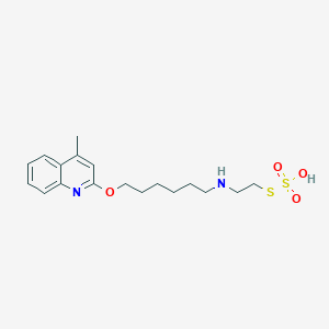 molecular formula C18H26N2O4S2 B15473907 S-2-((6-(4-Methyl-2-quinolyloxy)hexyl)amino)ethyl hydrogen thiosulfate CAS No. 41287-40-5