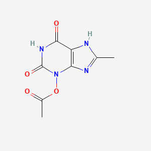 molecular formula C8H8N4O4 B15474323 Xanthine, 3-hydroxy-8-methyl-, acetate CAS No. 38605-78-6